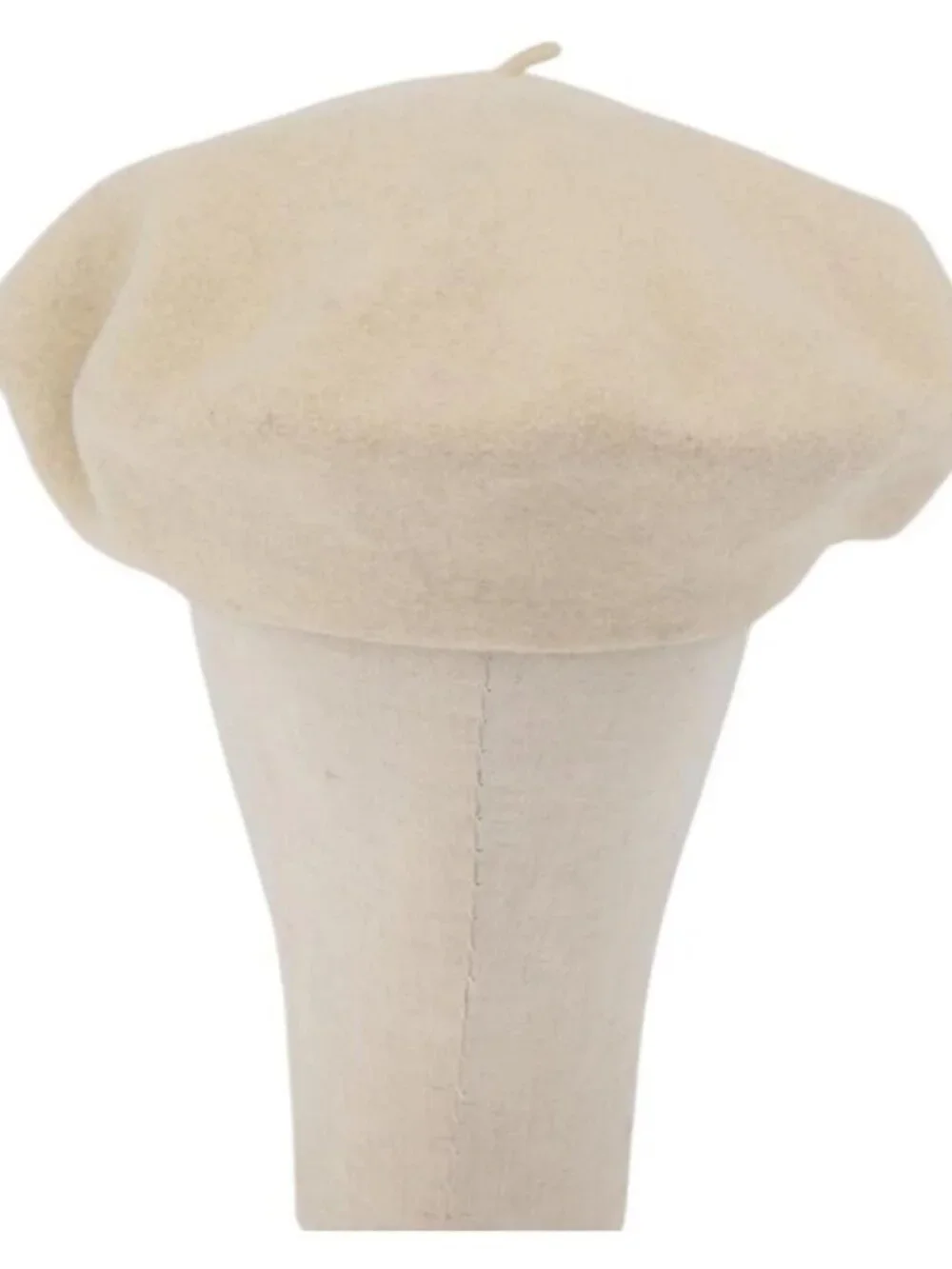 CHANEL Hat Wool Ivory CC Auth 176876A